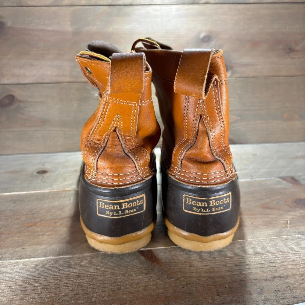 LL Bean Boots Mens size 10 shoes Brown Leather Waterproof Lace Up boots